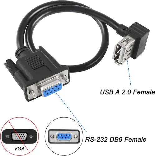 Vista 5 de MEIRIYFA Cable adaptador USB hembra a RS-232 DB9 hembra, USB 2.0 a Serial RS232 DB9 (9 pines) Cable convertidor para caja registradora, módem