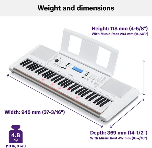 Vista 3 de Yamaha EZ300 Teclado portátil de 61 teclas con teclas iluminadas (el adaptador de corriente se vende por separado)