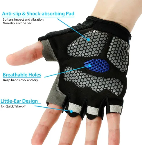 Vista 5 de GEARONIC Guantes de ciclismo para hombre, guantes de bicicleta de montaña sin dedos para hombres, guantes de bicicleta de montaña transpirables