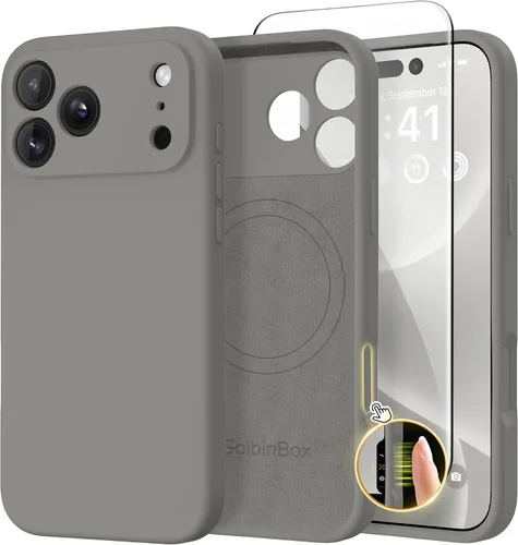 Vista 157 de GolbinBox Funda magnética para iPhone 17, compatible con MagSafe, cubierta de silicona integrada para control de cámara, funda de silicona líquida a