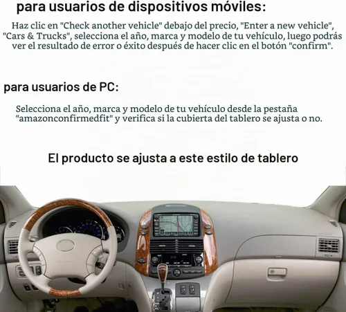 Vista 2 de Alfombrilla para tablero compatible con Toyota Sienna 2004-2010 (04-10 beige) F99 36-38 Beige