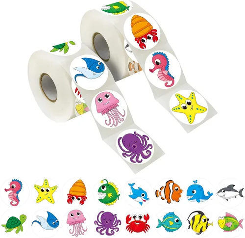 Vista 17 de 600 adorables calcomanías redondas de animales terrestres en 16 diseños con línea perforada versión ampliada (cada uno mide 1.5 pulgadas de diámetro)