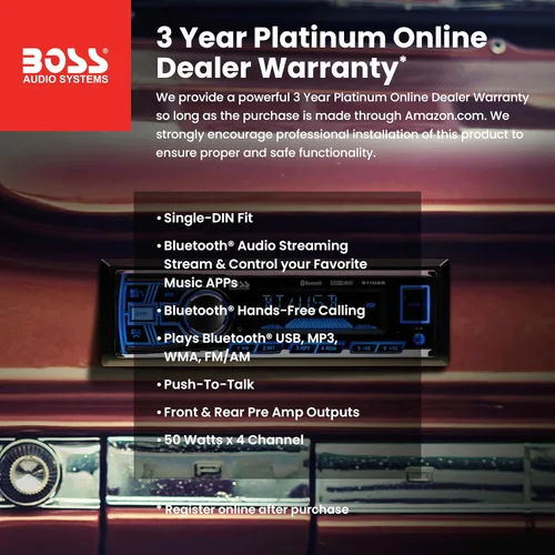 Vista 2 de Boss Audio Systems 611UAB - Estéreo multimedia para auto - Un solo Din, audio Bluetooth y llamadas manos libres, micrófono incorporado, reproductor