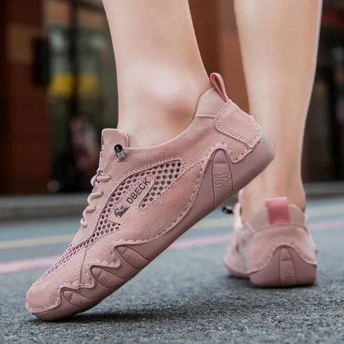 Vista 9 de JishinGal Zapatos deportivos de malla para exteriores para senderismo y caminar, zapatos deportivos de verano para mujer, malla transpirable