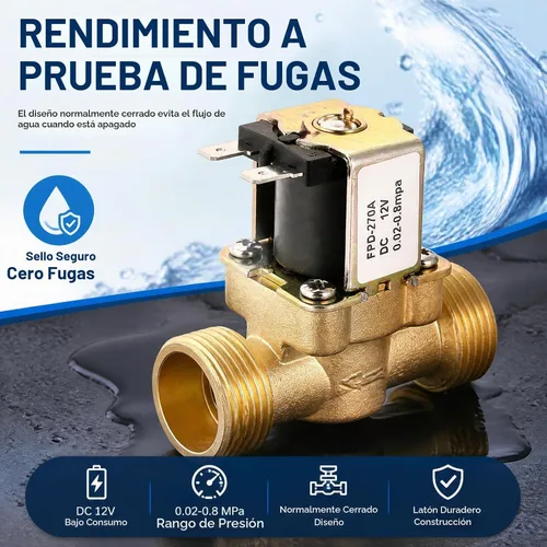 Vista 4 de Válvula de cierre de agua eléctrica normalmente cerrada, válvula magnética de solenoide eléctrico de latón, válvula de interruptor de entrada