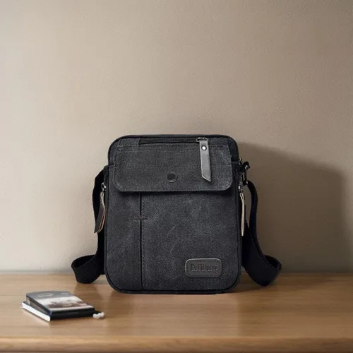 Vista 3 de MosaiRudo Bolsa de mensajero pequeña de lona para hombre, bolsa de hombro casual para hombres y mujeres, bolsa de transporte de viaje, bolsa