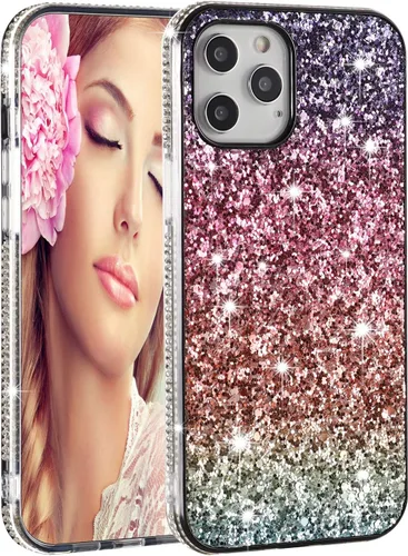Vista 14 de Solomo Funda para iPhone 11 Pro, funda protectora gradual de arcoíris brillante de lujo con purpurina y parachoques de TPU suave para iPhone 11 Pro