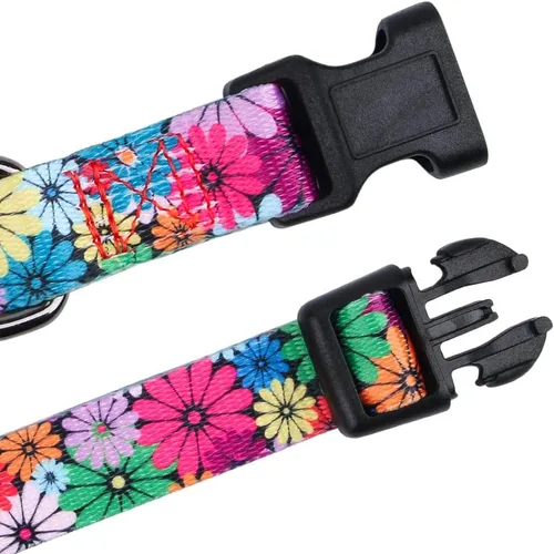 Vista 4 de Collar de perro para perros pequeños con patrón floral para hembras y perros, talla S