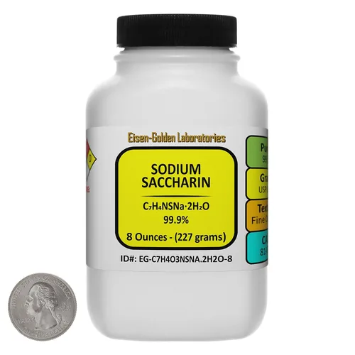 Vista 8 de Sacarina de sodio [C7H4O3NSNa.2H2O] 99.9% USP Cristales de grado alimenticio 4 onzas en una botella