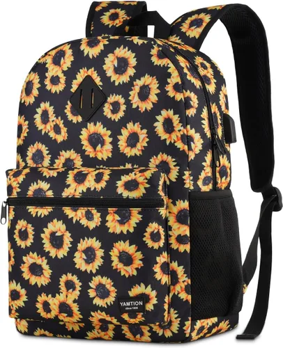 Vista 29 de YAMTION Mochila escolar, mochila clásica unisex para adolescentes con puerto USB para escuela secundaria, universidad, oficina, trabajo, viajes