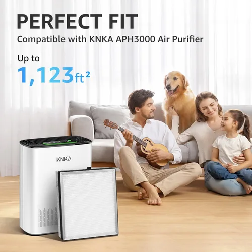 Vista 2 de KNKA APH3000LX - Filtro de repuesto para purificador de aire, compatible con el modo de suspensión HEPA. Filtración de aire de alta eficiencia
