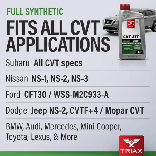 Vista 3 de TRIAX CVT ATF Líquido de transmisión CVT antideslizante universal de grado OEM, supera todas las especificaciones OEM (1 cuarto de galón)