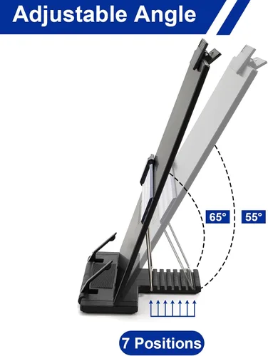 Vista 3 de Lawei Paquete de 2 soportes para documentos de escritorio con clip ajustable y guía de línea, soporte portátil para libros de documentos, soporte