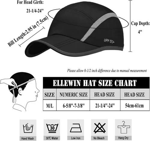 Vista 74 de ELLEWIN Gorra de béisbol unisex UPF 50 sin estructura, con pico grande y plegable