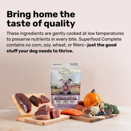 Vista 4 de BADLANDS RANCH por Katherine Heigl – Comida para perros de cordero y venado completa secada al aire con superalimentos – Alto contenido en proteínas