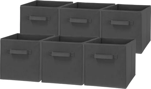 Vista 13 de Simple Houseware Contenedores de almacenamiento plegables de 11 pulgadas, color beige, paquete de 6 cubos de tela organizadores para armario