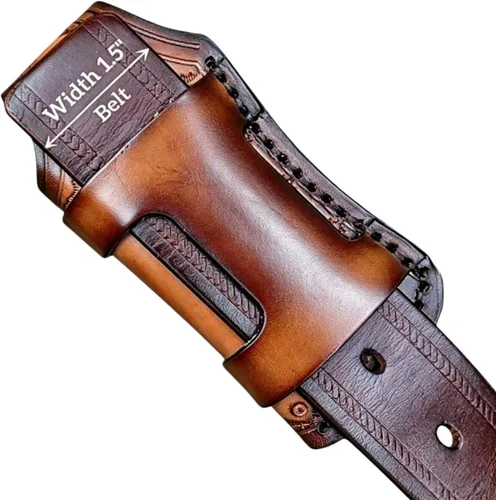 Vista 4 de Funda de Cuero Genuino para Cuchillo de Bolsillo de 4.25'', Funda con Broche de Transporte Horizontal para Leatherman Wave, Bolsa de Cuero de Grano
