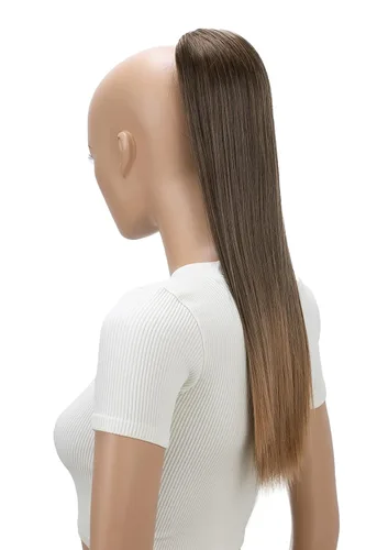 Vista 24 de CAISHA Extensión de cola de caballo de 22" con cordón voluminoso Straigtht negro-marrón PH503