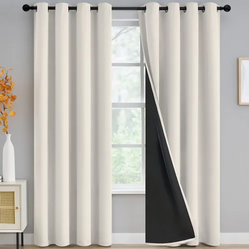 Vista 67 de Yakamok Cortinas negras, cortinas de ventana con aislamiento térmico y eficiencia energética para dormitorio, cortinas opacas completas y cortinas