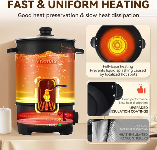 Vista 2 de Derretidor eléctrico de cera de vela para la fabricación de velas, uso doméstico y comercial 12 lb Capacity Melts Wax Evenly. Adjustable