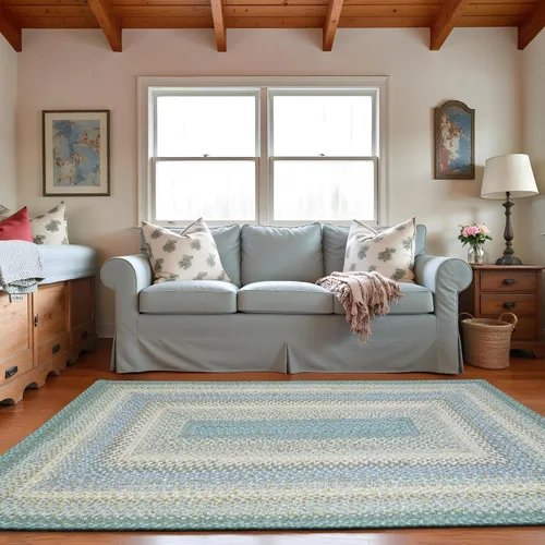 Vista 32 de Alfombras de Área Ovaladas Baja Blue, 5x8' - Hechas a Mano con Tela de Algodón, Decoración Relajante de Campo Costero, Perfectas para Salas de Estar