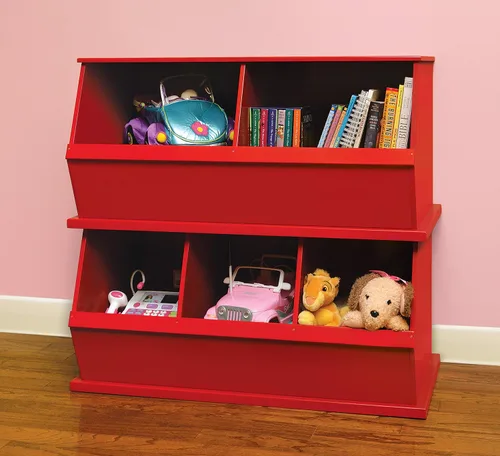 Vista 2 de Badger Basket Organizador apilable de almacenamiento de juguetes de dos cubos para niños, almacenamiento duradero en la habitación de los niños