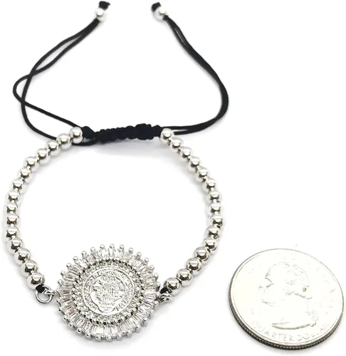 Vista 4 de Pulsera chapada en plata de San Benito para mujer joyería de protección 7 Cristal