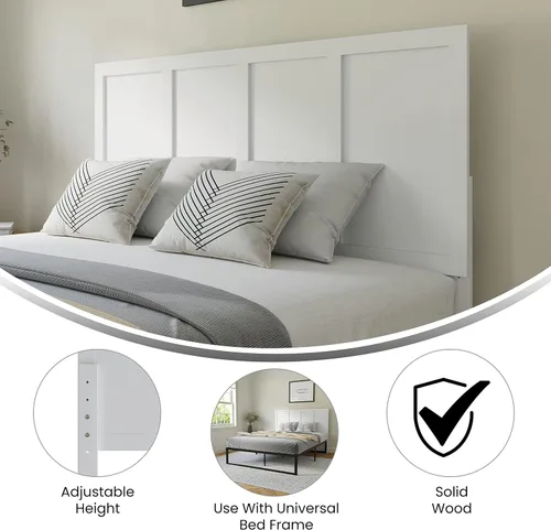 Vista 4 de Flash Furniture Cabecero ajustable de metal Queen, color blanco