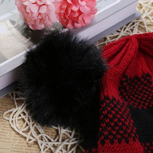 Vista 23 de 2 gorros de punto de Navidad para padres e hijos, gorro de Papá Noel para adultos, bebés, invierno, cálido, gorro de calavera para fiestas