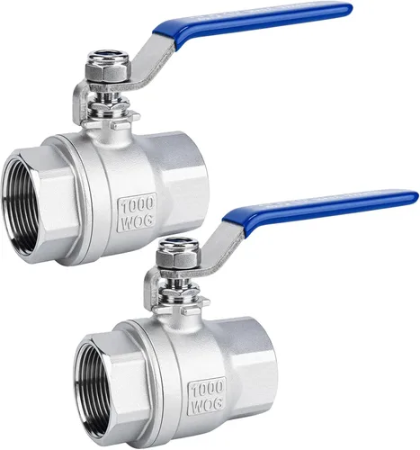 Vista 13 de 2 válvulas de bola de acero inoxidable 304, NPT hembra de puerto completo con mango de aislamiento de vinilo azul resistente (2, 1 pulgada)