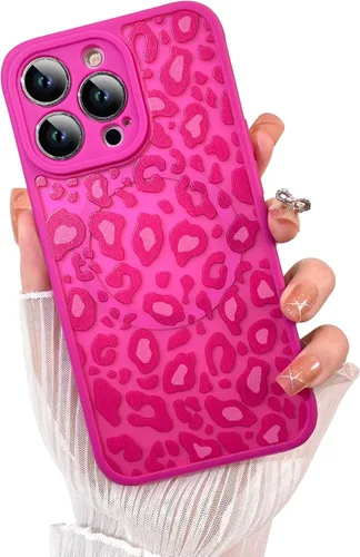 Vista 32 de KANGHAR - Funda para iPhone 11 [Compatible con Magsafe] Patrón estampado de leopardo Lindo guepardo Funda protectora magnética para niñas, mujeres