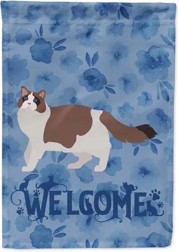 Vista 137 de Caroline's Treasures CK4813CHF - Bandera de bienvenida con gato abisinio azul, manga grande, para porche, para colgar en la pared, poliéster