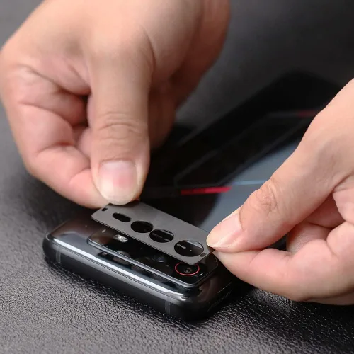 Vista 4 de Ibywind Protector de pantalla para Asus Rog Phone 6 5G/Phone 6 Pro 5G 6.78", con protector de lente de cámara de metal, sin burbujas, fácil