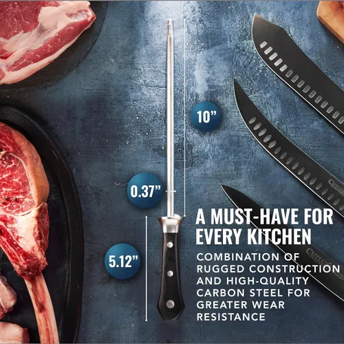Vista 4 de Cutluxe Varilla de Afilar, Varilla Afiladora de Cuchillos – Acero de Afilado de 10" – Diseño de Mango Ergonómico, Regalos de Parrilla para Hombres