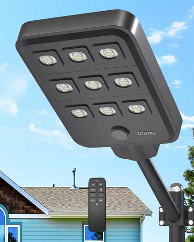 Vista 7 de Ofuray Of-5000W Luces solares de calle al aire libre, luz de inundación comercial del atardecer al amanecer con sensor de movimiento, IP67