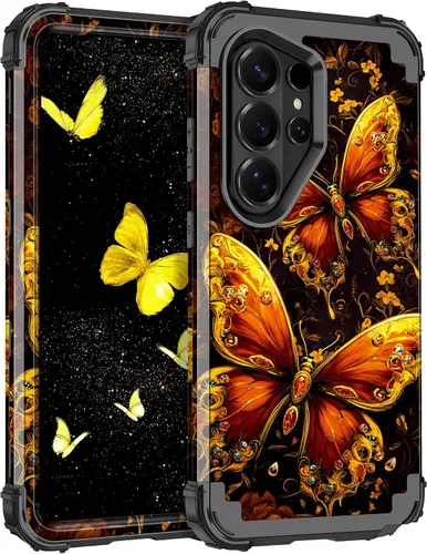Vista 10 de Miqala Funda para Galaxy S21 FE 5G, brilla en la oscuridad, tres capas, resistente, protección a prueba de golpes, parachoques de plástico