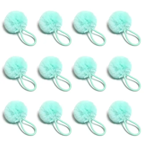 Vista 10 de SUSULU Bandas elásticas de pelo sintético de conejo con pompón para mujer, banda de goma con soporte de cola de caballo de 2.0 in, accesorios 6