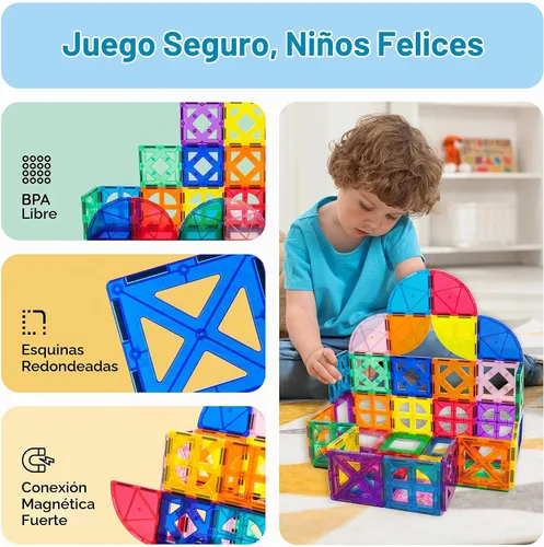 Vista 6 de PicassoTiles Juego de bloques de construcción magnéticos de cuarto redondo y ventana, juguete educativo de construcción con imán, kit de ingeniería