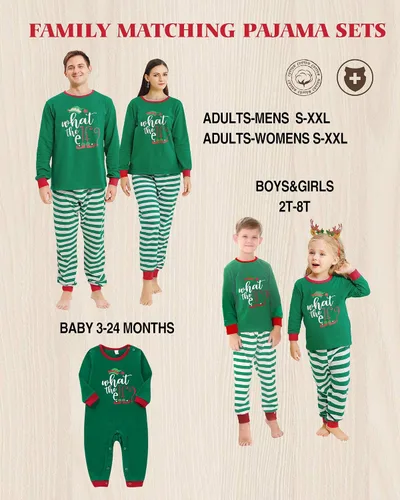 Vista 3 de Pijamas de Navidad a juego para la familia conjunto de pijama estampado camisa y pantalones para mujeres hombres niños bebés y niñas