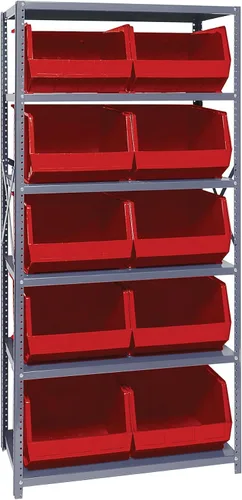 Vista 194 de Quantum QSBU-245BK Heavy Duty Shelving Unit with (7) Shelves and (24) QUS245 Black Bins for Garage Warehouse Storage Distribution 400 lb Load