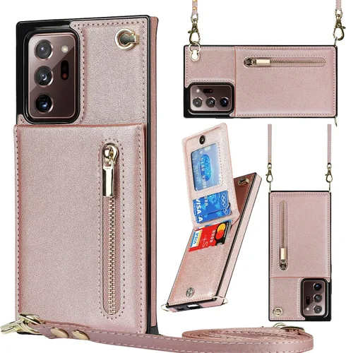 Vista 19 de Funda para teléfono Samsung Galaxy Note 9 con correa cruzada, tarjetero de cuero, ranuras de crédito, soporte magnético, accesorio para celular