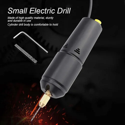 Vista 9 de Mini taladro de mano eléctrico, DC 5V portátil de mano micro USB taladro con 3 brocas de repuesto, rango de pinza de 0.028-0.051 in