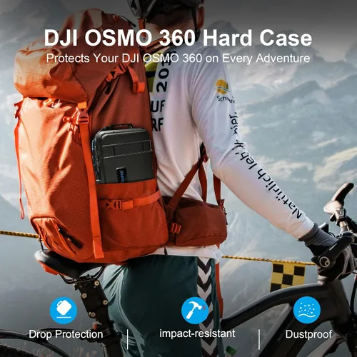 Vista 5 de Lekufee Estuche rígido impermeable de viaje para DJI Osmo 360, batería y otros accesorios (solo funda y bolsa)
