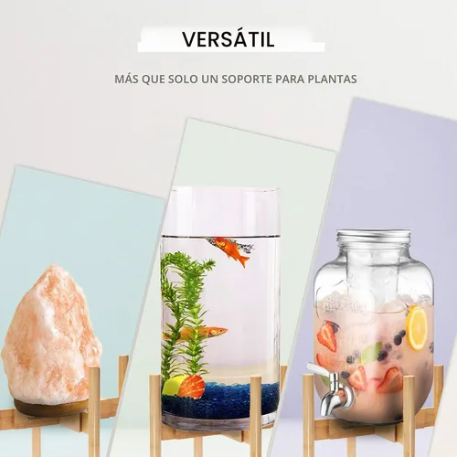 Vista 4 de RAINBLELAND Soporte para plantas de interior, soporte alto ajustable de madera para plantas, soporte para macetas de interior, soporte para macetas