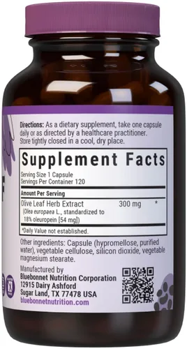 Vista 2 de BlueBonnet Nutrition Extracto de hierba de hoja de olivo, apoya la salud inmunológica*, salud del corazón*, sin gluten, sin soja, certificado