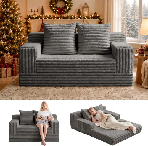 Vista 9 de Sofá cama convertible sin hueso de gran tamaño, sofá cama futón plegable, sofá cama tamaño Queen, sofá plegable sin hueso, sofá cama extraíble