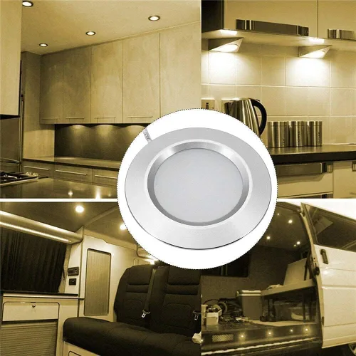 Vista 6 de Luces LED de 12V para RV, Barco, Remolque, Camper - Control táctil de 3 temperaturas de color, luz empotrada mini de bajo voltaje regulable, paquete