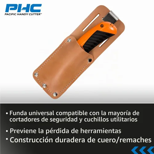 Vista 3 de Pacific Handy PCUKH326 funda de piel marrón con enganche para cortador/cutter