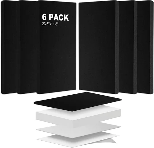 Vista 11 de 6 paneles acústicos, grandes paneles de pared insonorizados, paneles profesionales de fibra de vidrio que absorben el sonido, paneles de espuma a