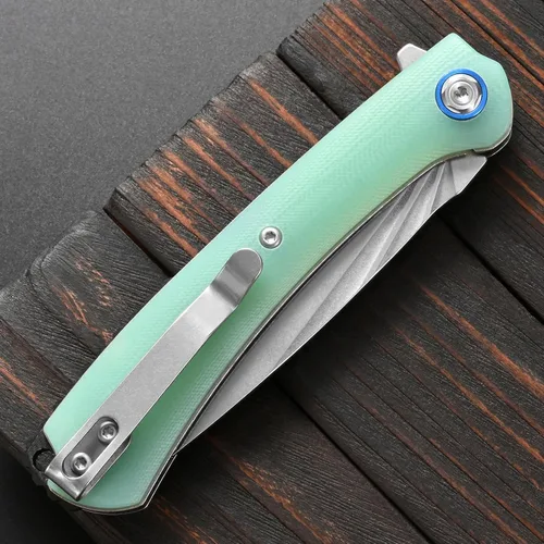 Vista 8 de Sitivien ST144 - Cuchillo plegable, hoja de acero 14C28N, cuchillo de bolsillo con mango G10 para acampar EDC al aire libre, supervivencia